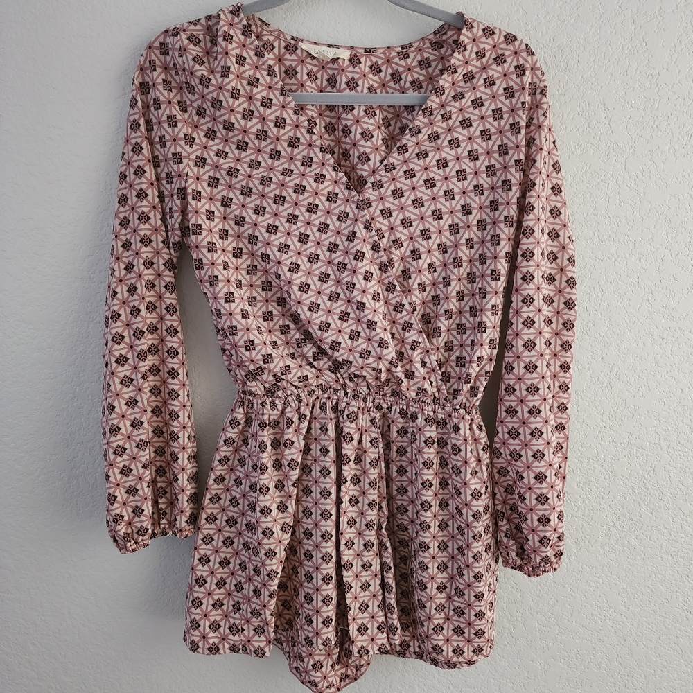 ILLA ILLA | Blush Pink Long Sleeve Romper | Size Small